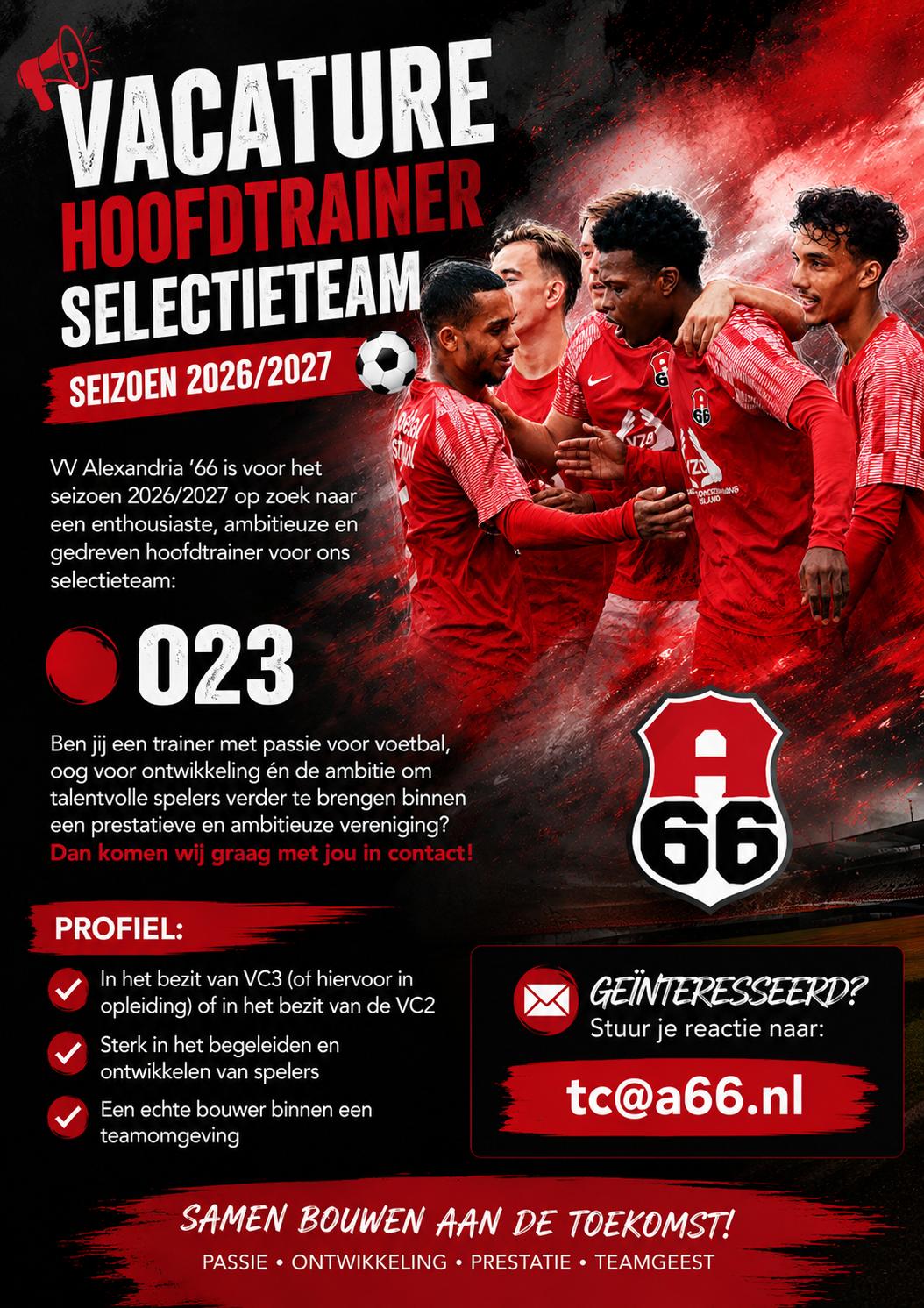 Vacature hoofdtrainer selectieteam